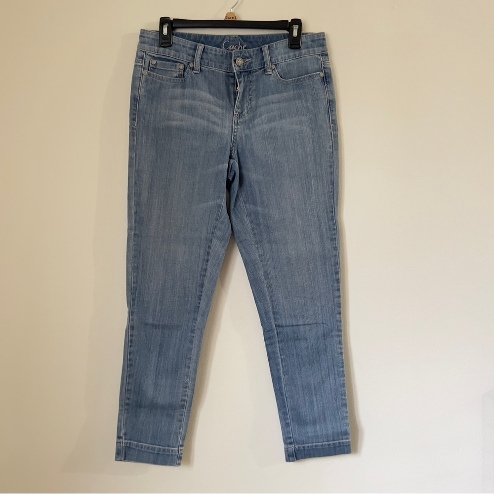 Cache Women’s Size 4 Lightweight Blue Wash Skinny Whiskering Pockets